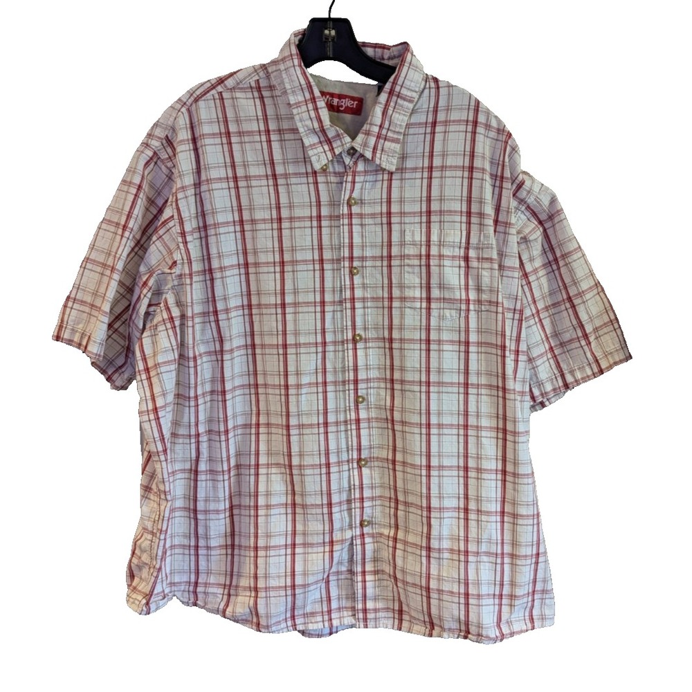 Wrangler Short Sleeve‎ Button Down Shirt Men's 3XL Red HSP7HTR Western Plaid